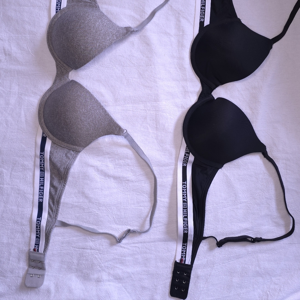 Tommy Hilfiger Black and Gray Bra Set